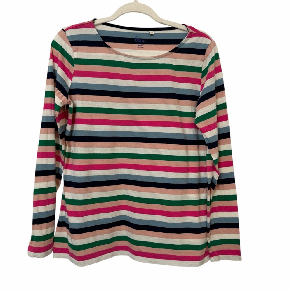 Boden Shirt Girls 10 Multicolor Stripe Crew Neck Long Sleeve Cotton Jersey Top